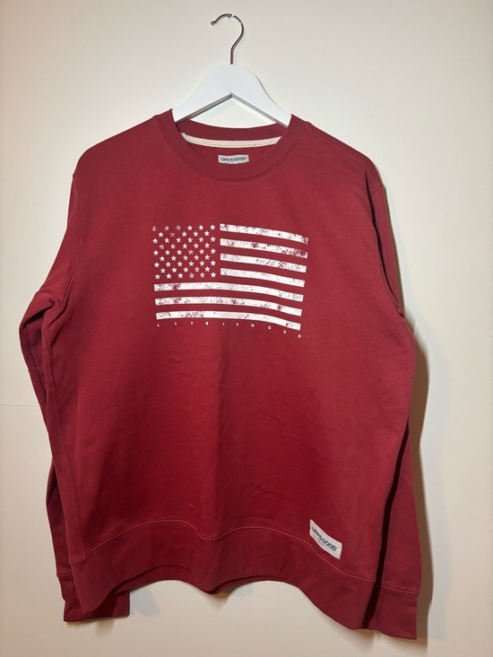Life Is Good Other - Life Is Good Men's Deep Red Flag Graphic Crew Sweatshirt, size L